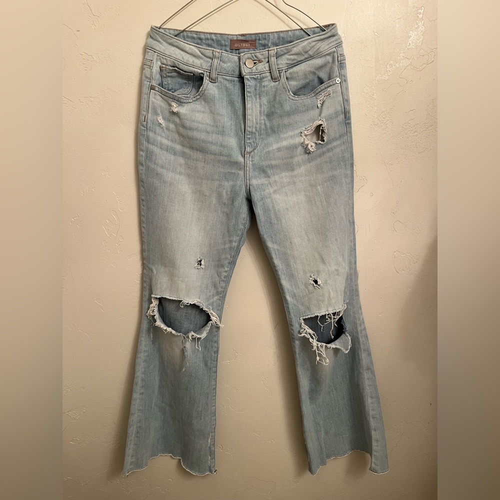 DL1961 Light Blue Distressed High Rise Jeans